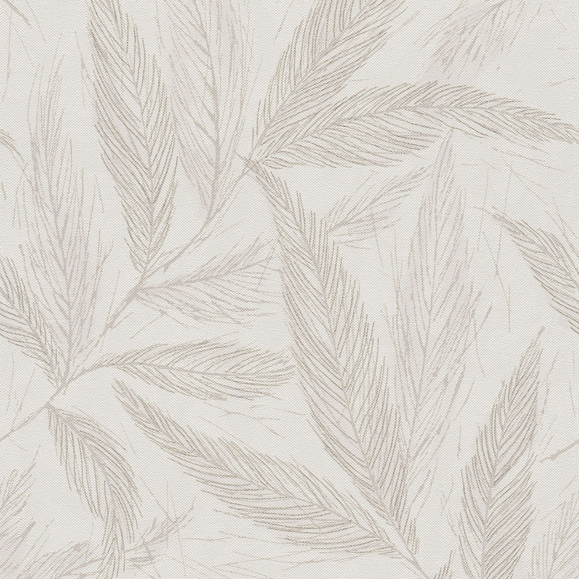 Fern Weave Motif Beige and Cream,Silver Grey Hygge Home Wallpaper by Galerie