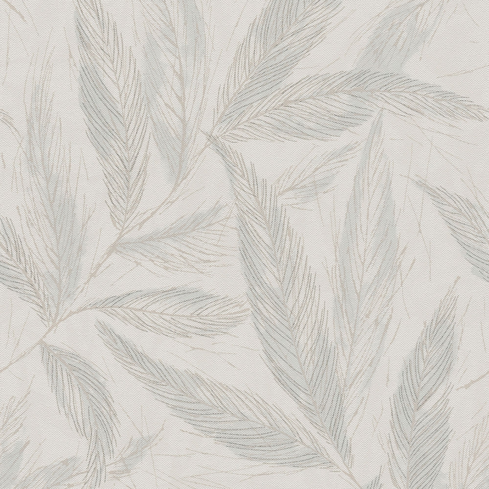 Fern Weave Motif Blue and Cream,Silver Grey Hygge Home Wallpaper by Galerie