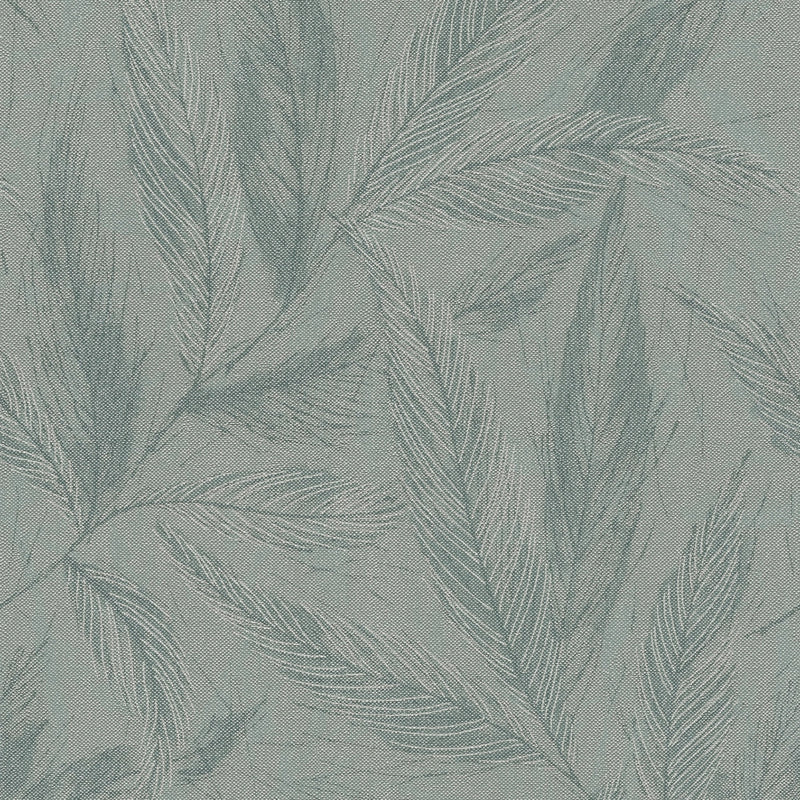 Fern Weave Motif Green and Silver Grey Hygge Home Wallpaper by Galerie