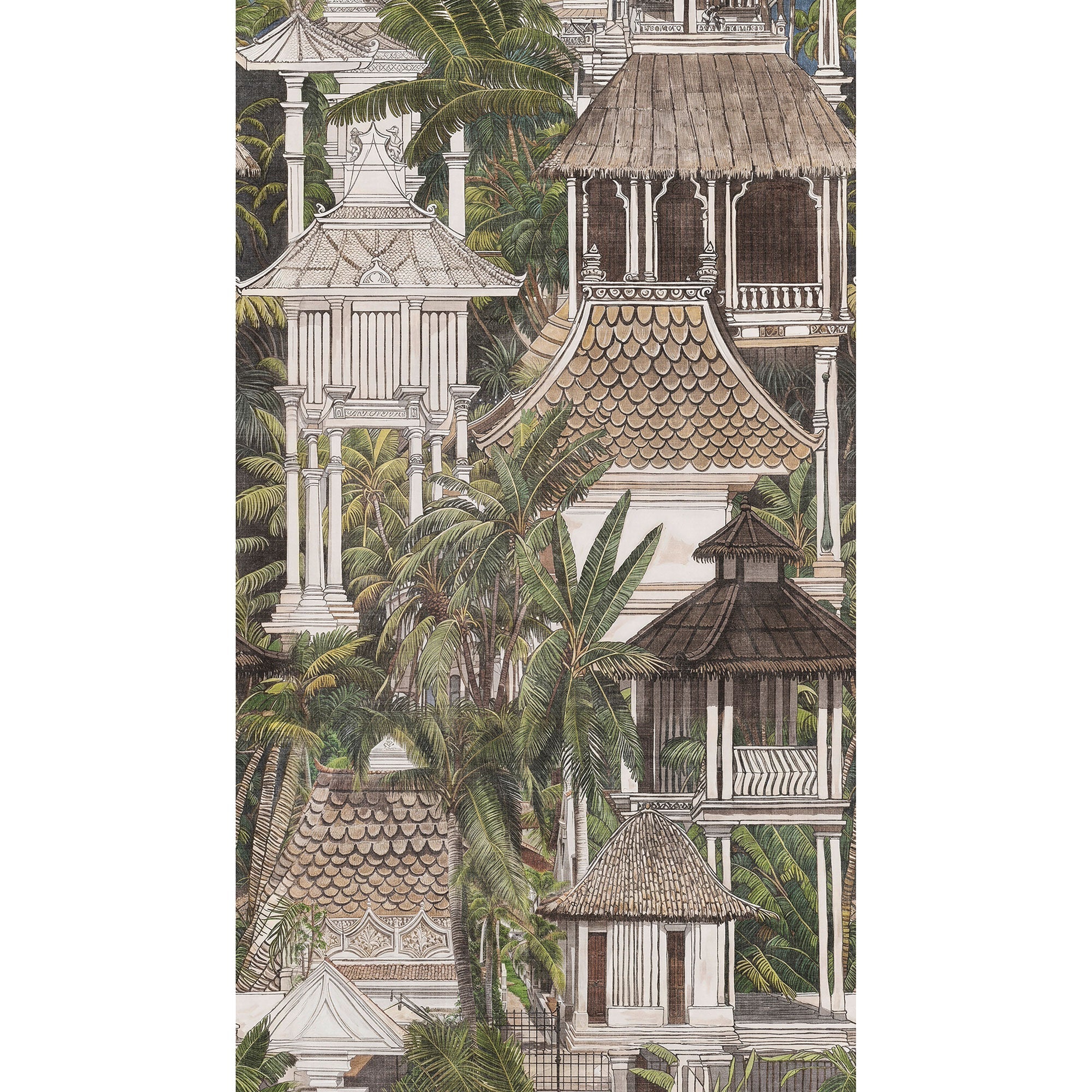 HZ62080M Tropical Pavillion Brown Cream Green Mural by Galerie