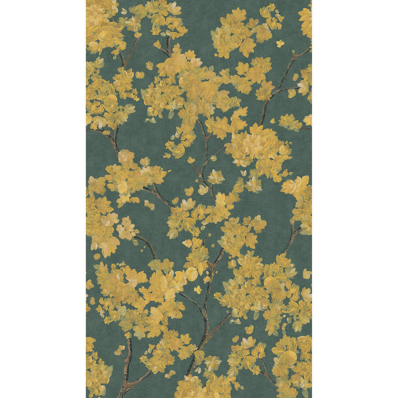 HZ62081M Golden Blossoms Brown Yellow Green Mural by Galerie