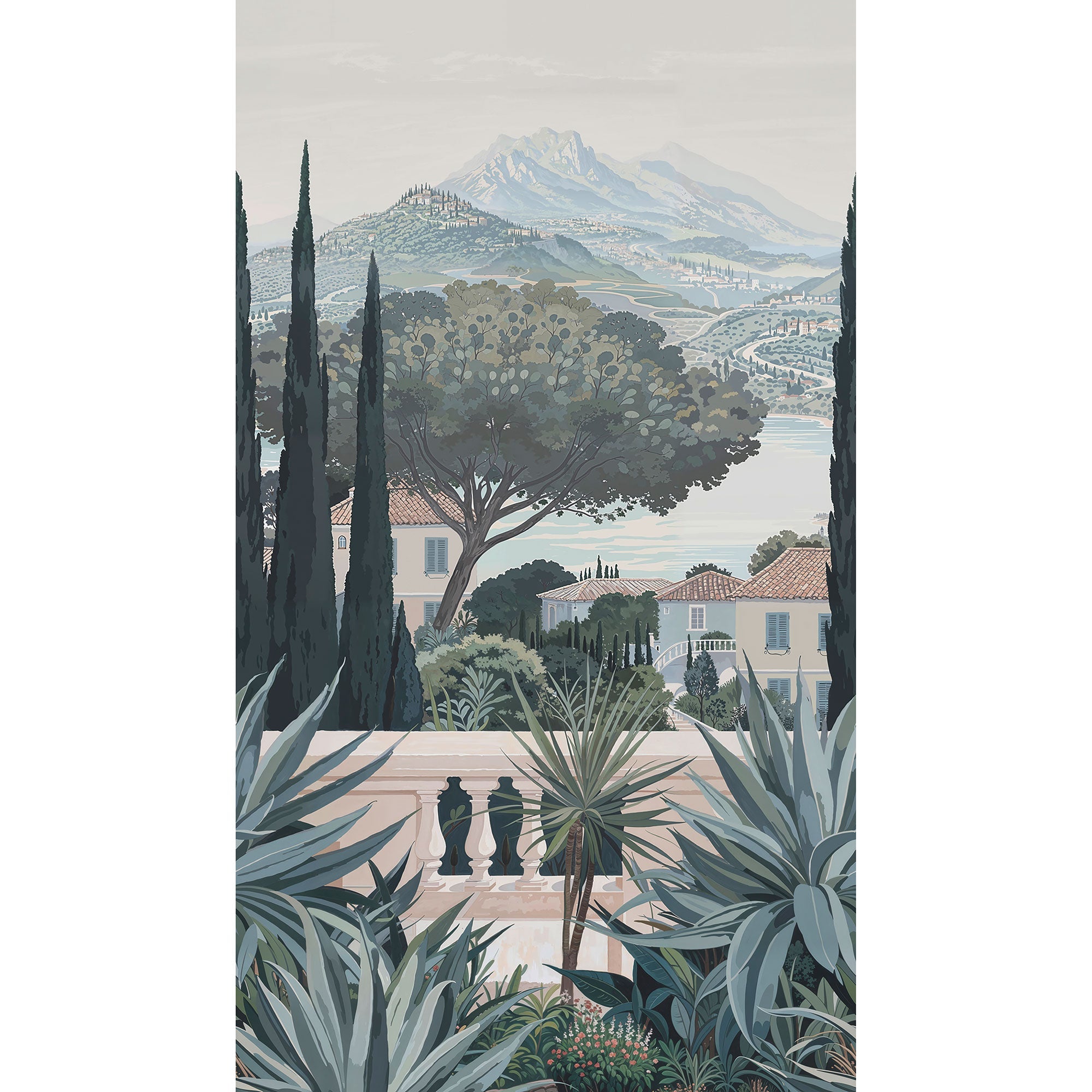 HZ62087M Tuscan Garden Blue Brown Cream Mural by Galerie