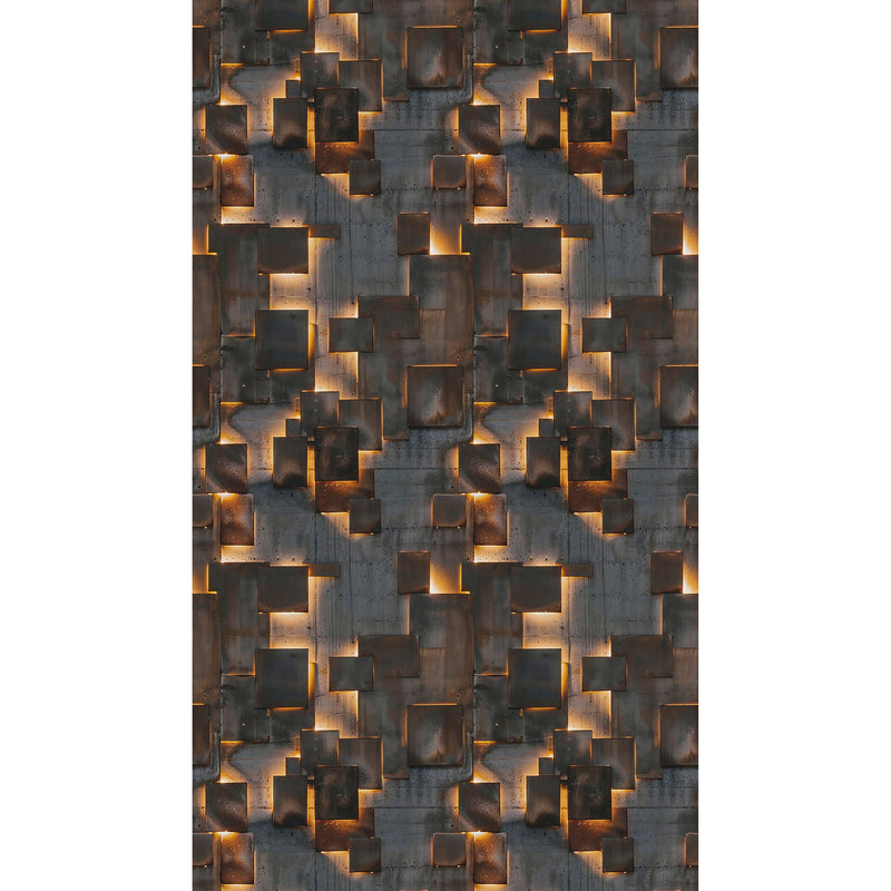 HZ62089M Geometric Glow Brown Yellow Grey Mural by Galerie