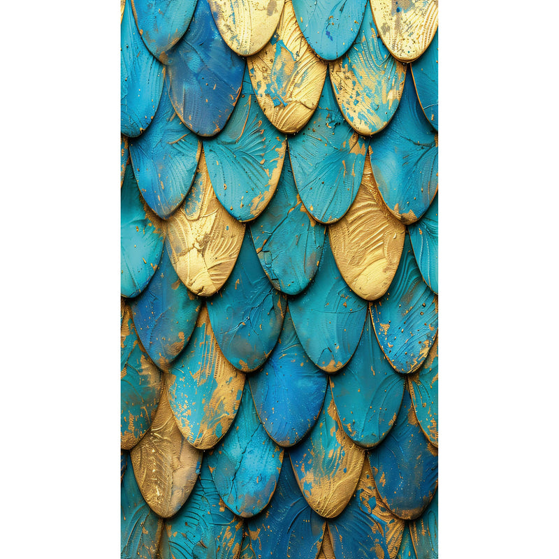 HZ62092M Blue Scales Blue Yellow Mural by Galerie