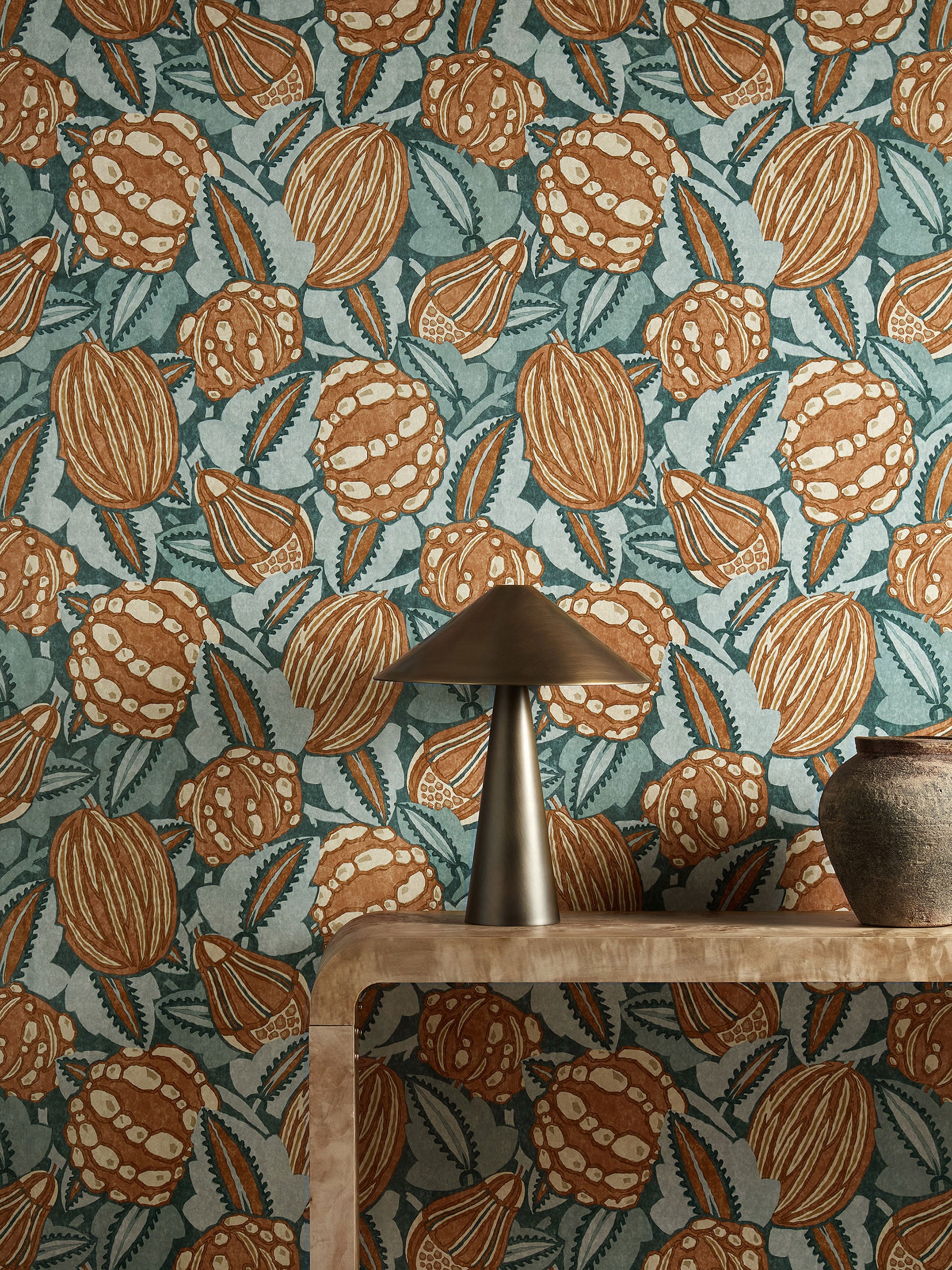 HFUP113360 Zenith Terracotta/Azul Wallpaper by Harlequin