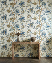 Indienne Indigo/Birch Zamora Wallpaper by Harlequin