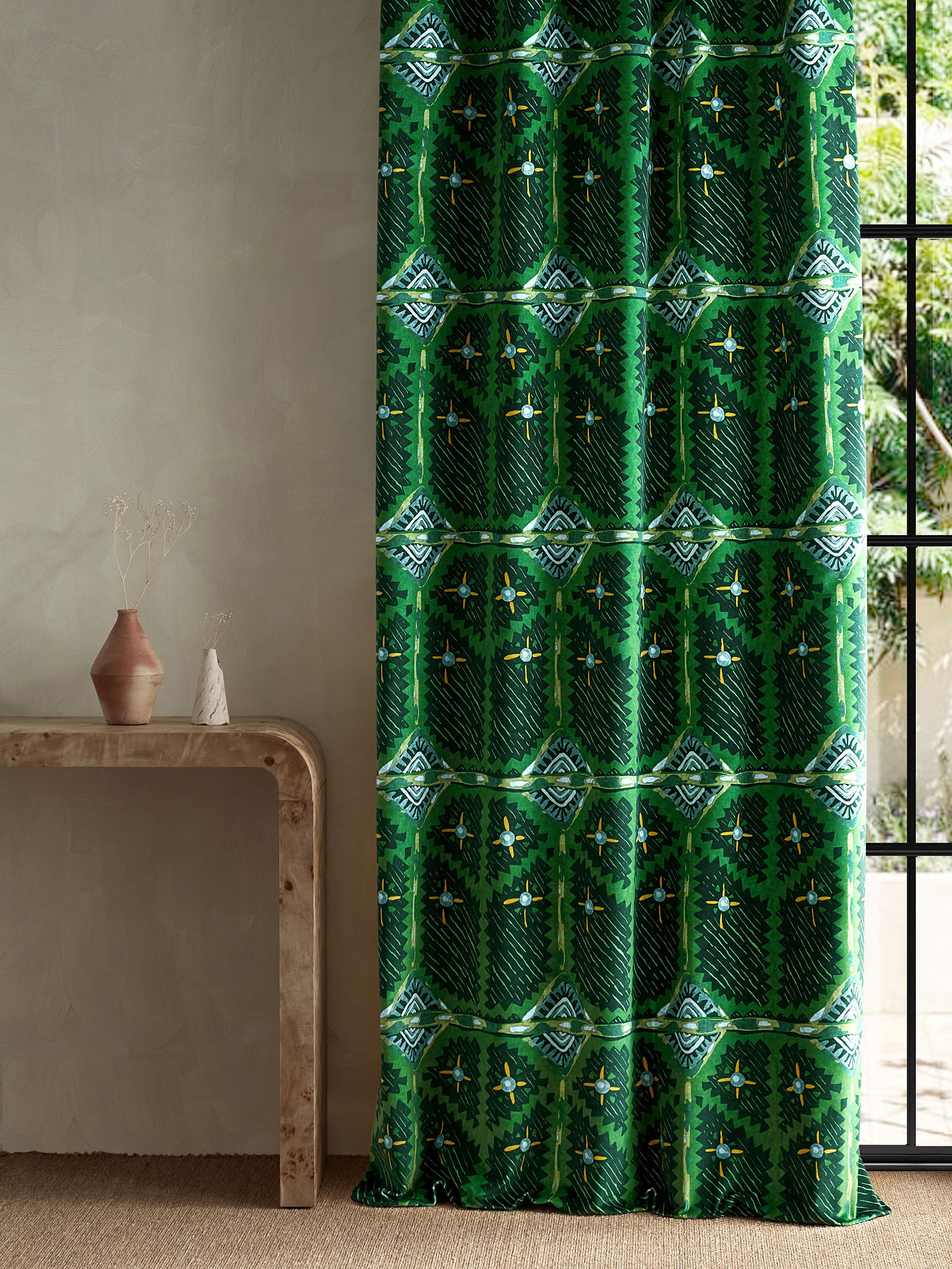 121345 Brocha Forest/Midnight Zamora Fabric by Harlequin