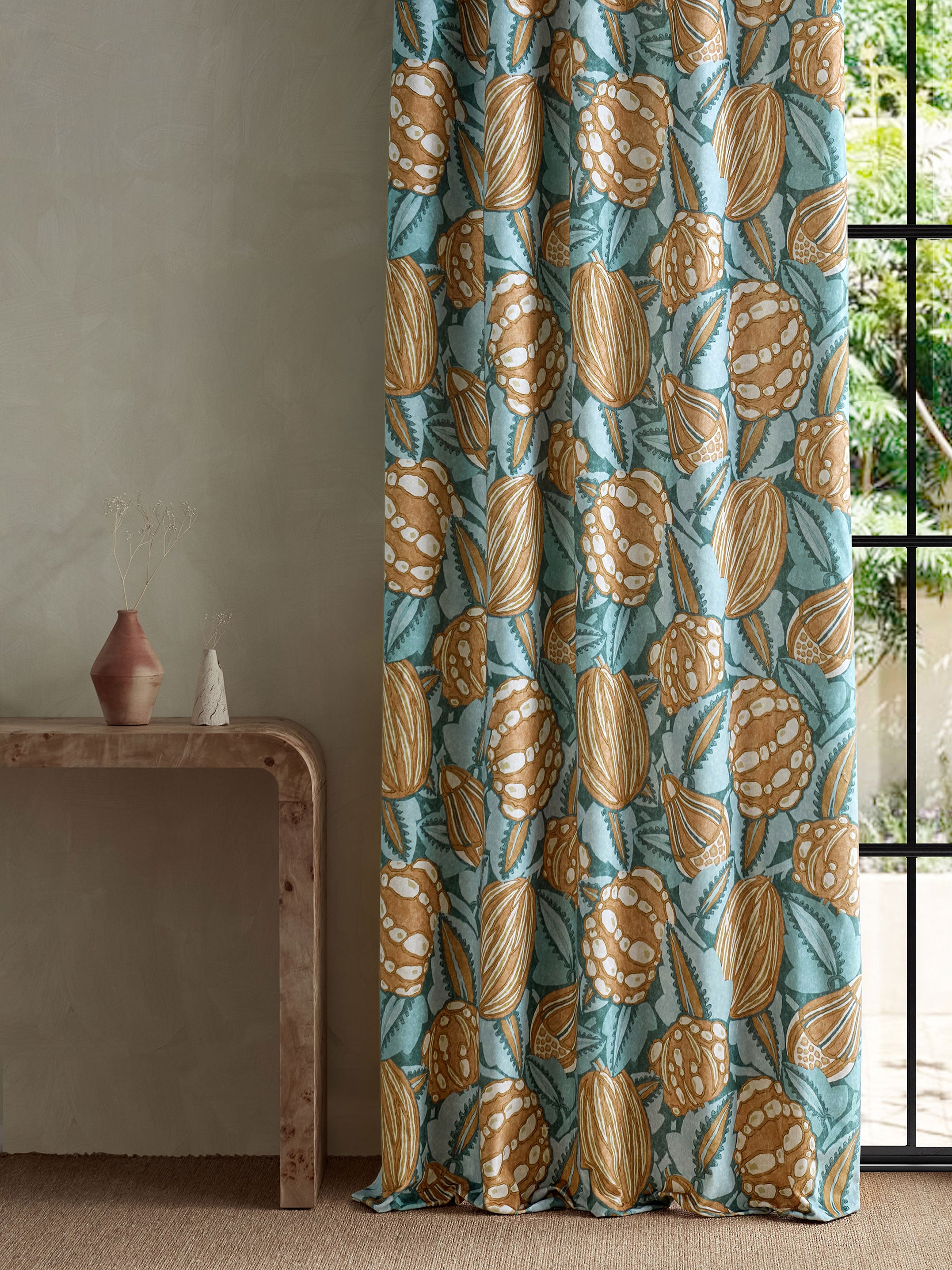 121347 Zenith Terracotta/Azul Zamora Fabric by Harlequin