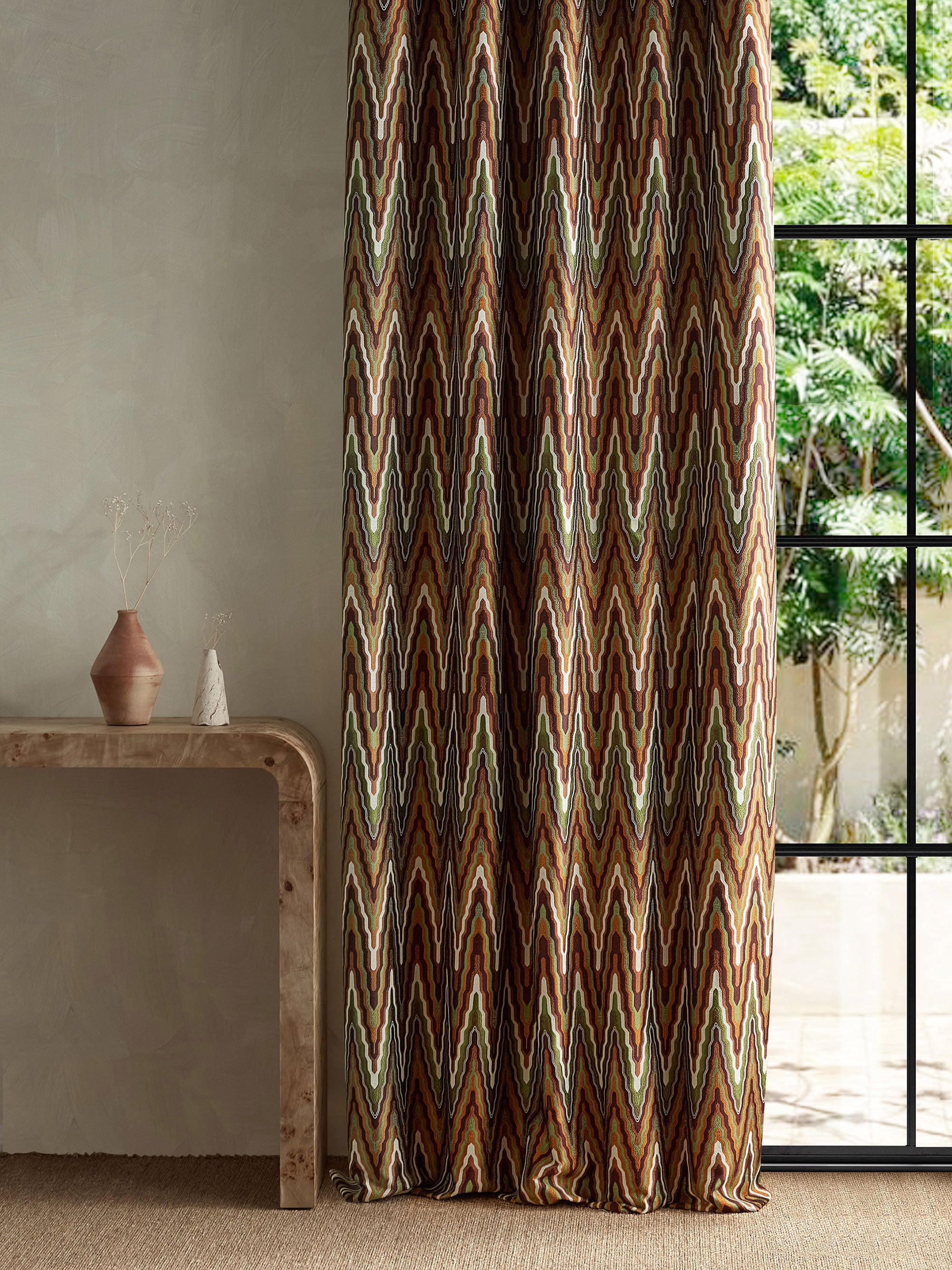 134773 Elota Burgundy/Moss Zamora Fabric by Harlequin