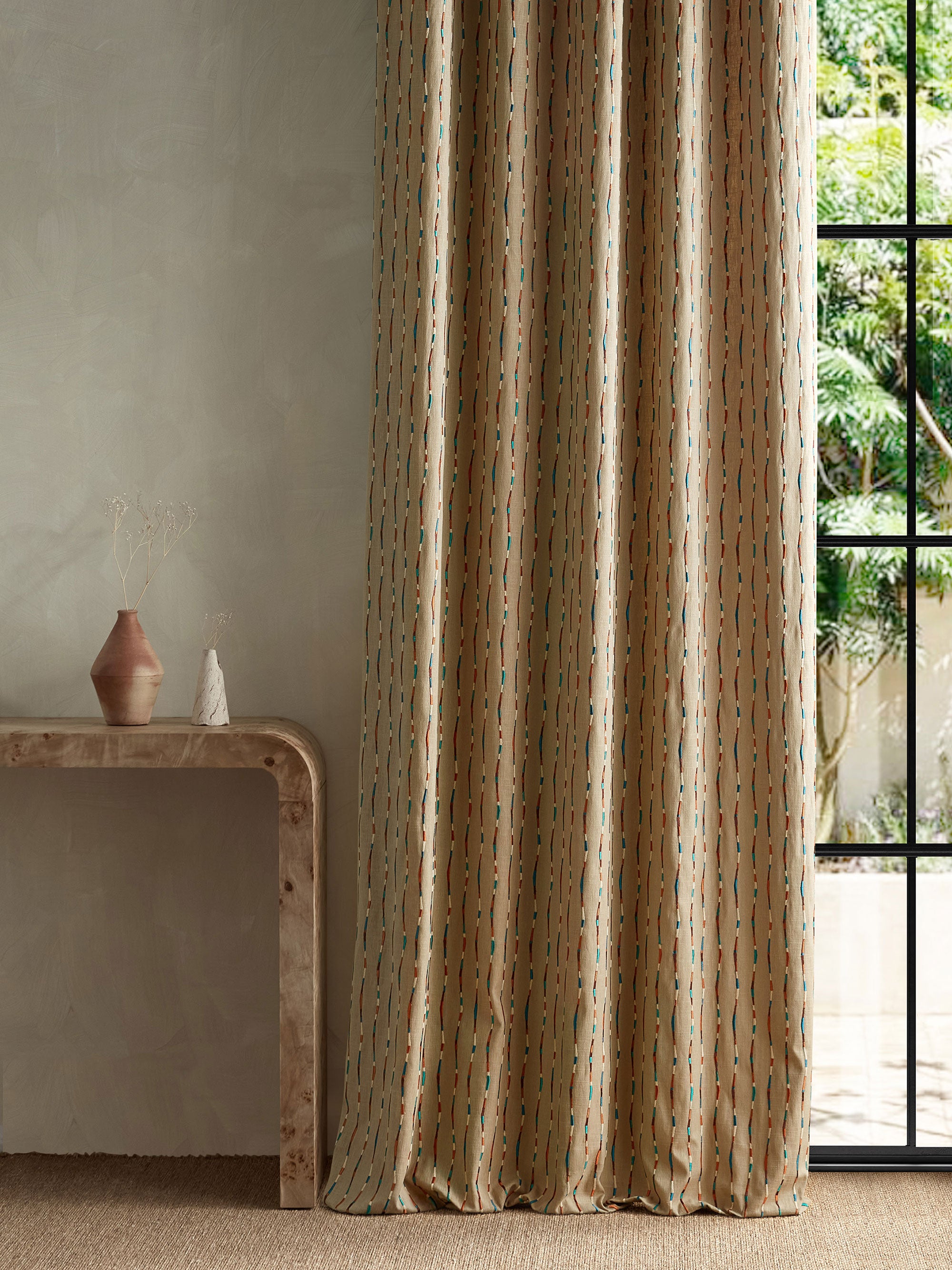 134774 Morelia Terracotta/Cerulean Zamora Fabric by Harlequin