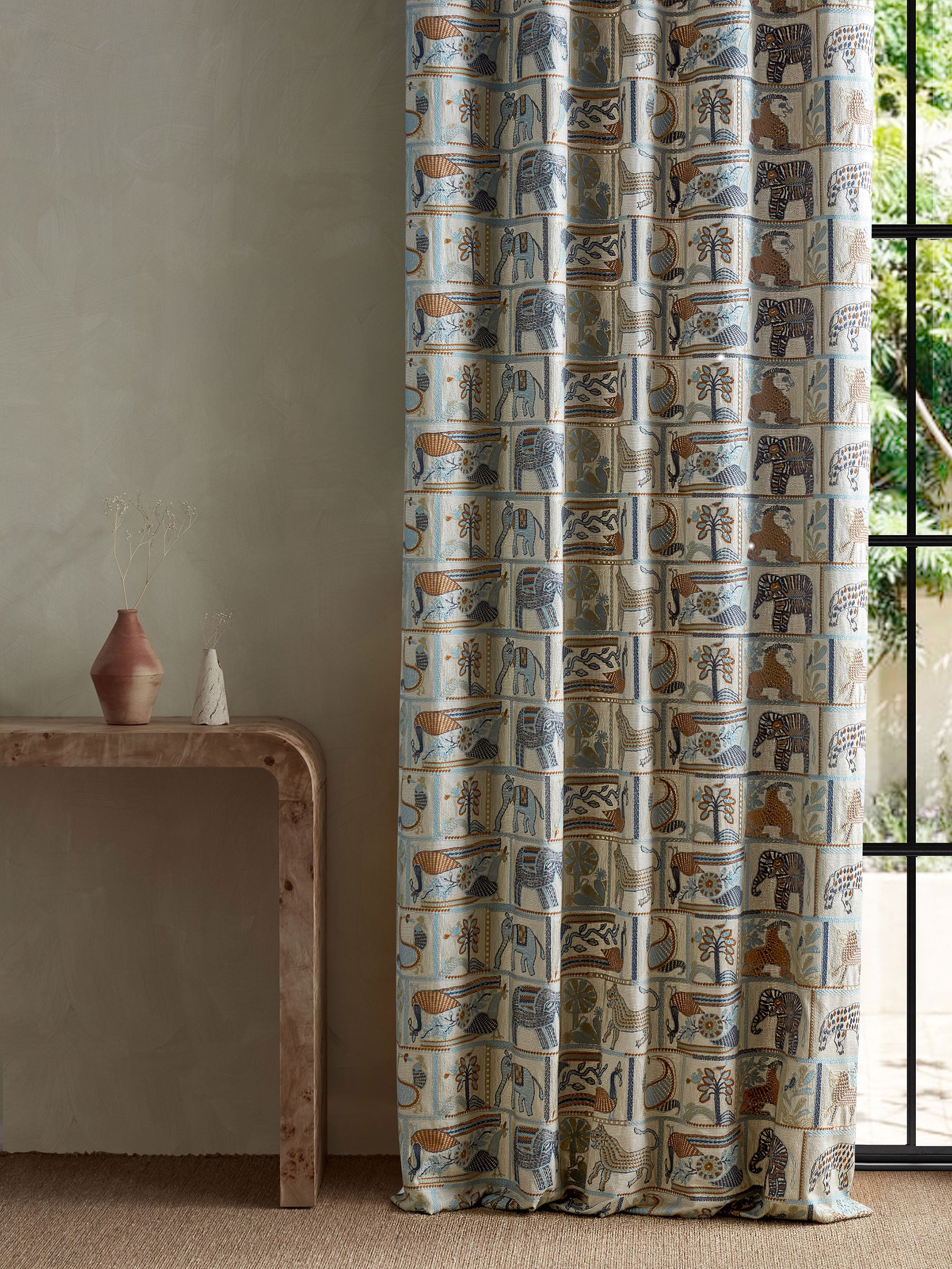 134781 Kantha Azul/Paprika Zamora Fabric by Harlequin