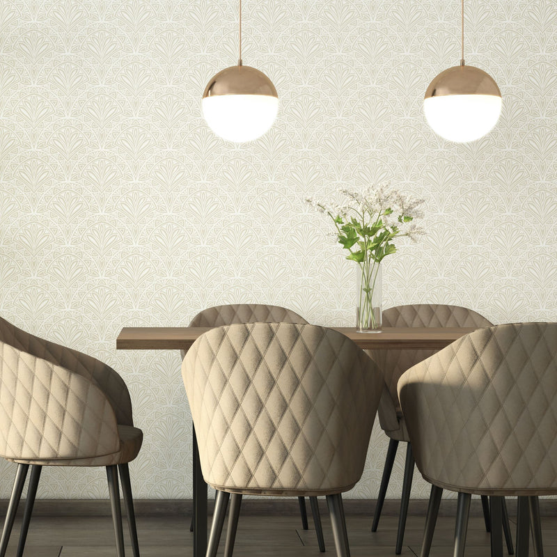 HWA1022W Deco Fan Natural Wallpaper by Hoopla Walls