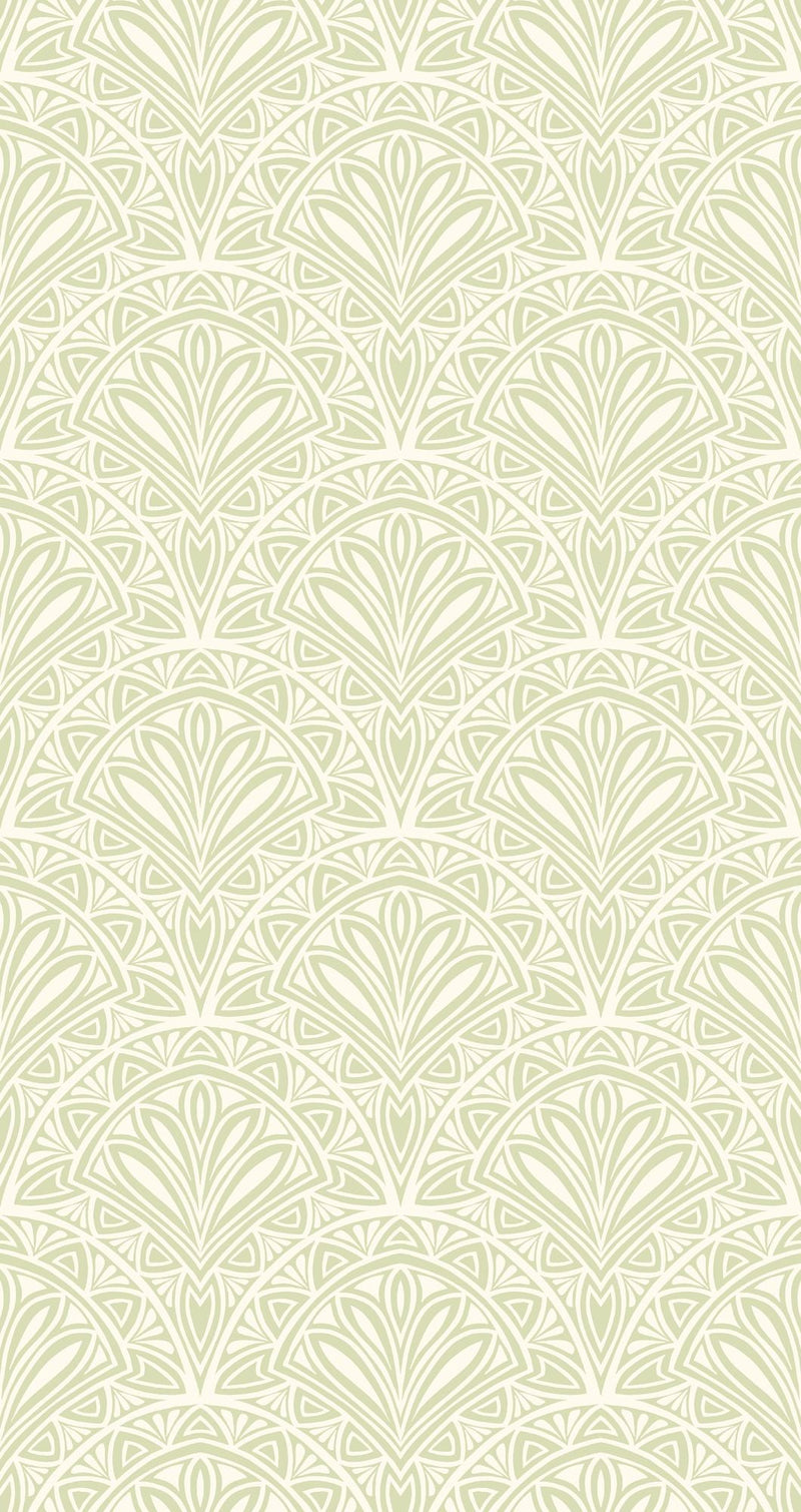 HWA1024W Deco Fan Green Wallpaper by Hoopla Walls