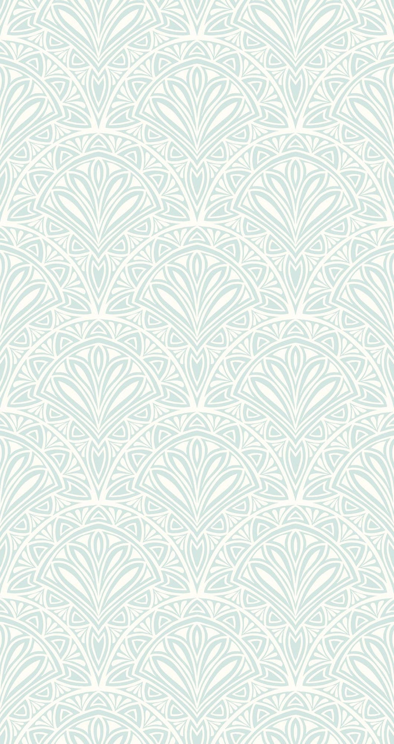 HWA1025W Deco Fan Blue Wallpaper by Hoopla Walls