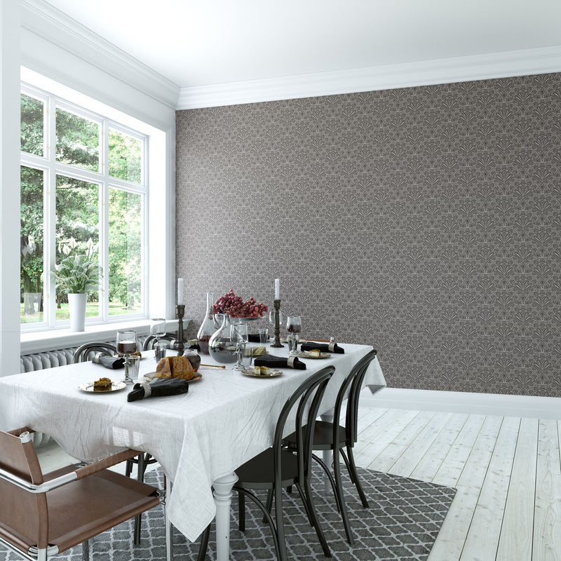 HWA1027W Deco Fan Black Wallpaper by Hoopla Walls