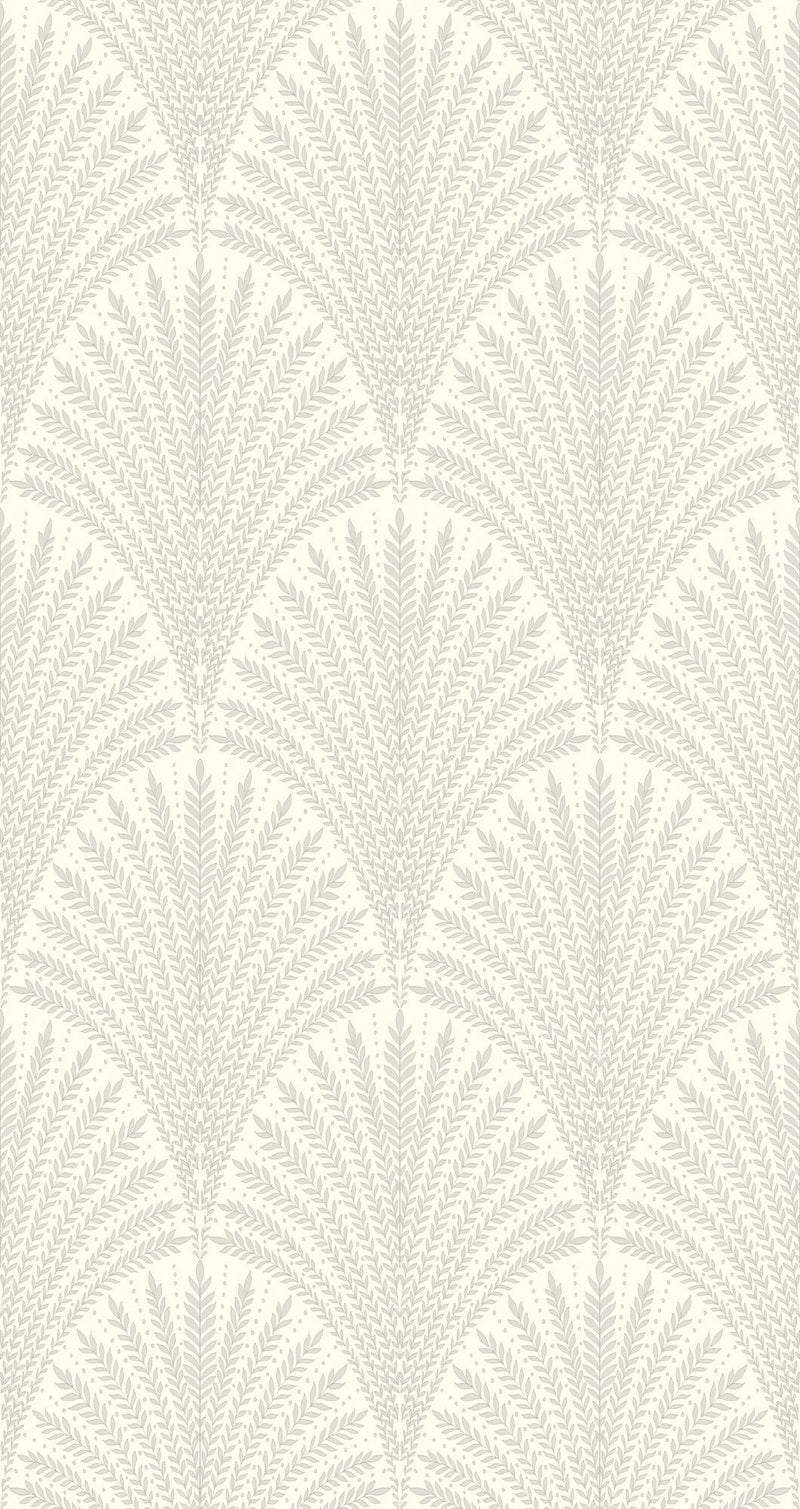 HWA1028W Leaf Fan Grey Wallpaper by Hoopla Walls