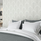 HWA1028W Leaf Fan Grey Wallpaper by Hoopla Walls