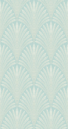 HWA1030W Leaf Fan Duck Egg Blue Wallpaper by Hoopla Walls