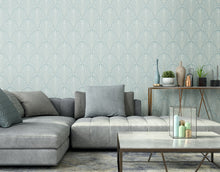HWA1030W Leaf Fan Duck Egg Blue Wallpaper by Hoopla Walls