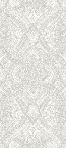HWA1033W Ogee Damask Grey Wallpaper by Hoopla Walls