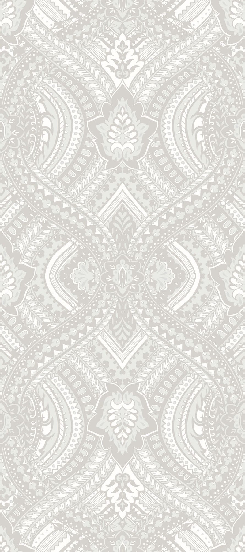 HWA1033W Ogee Damask Grey Wallpaper by Hoopla Walls