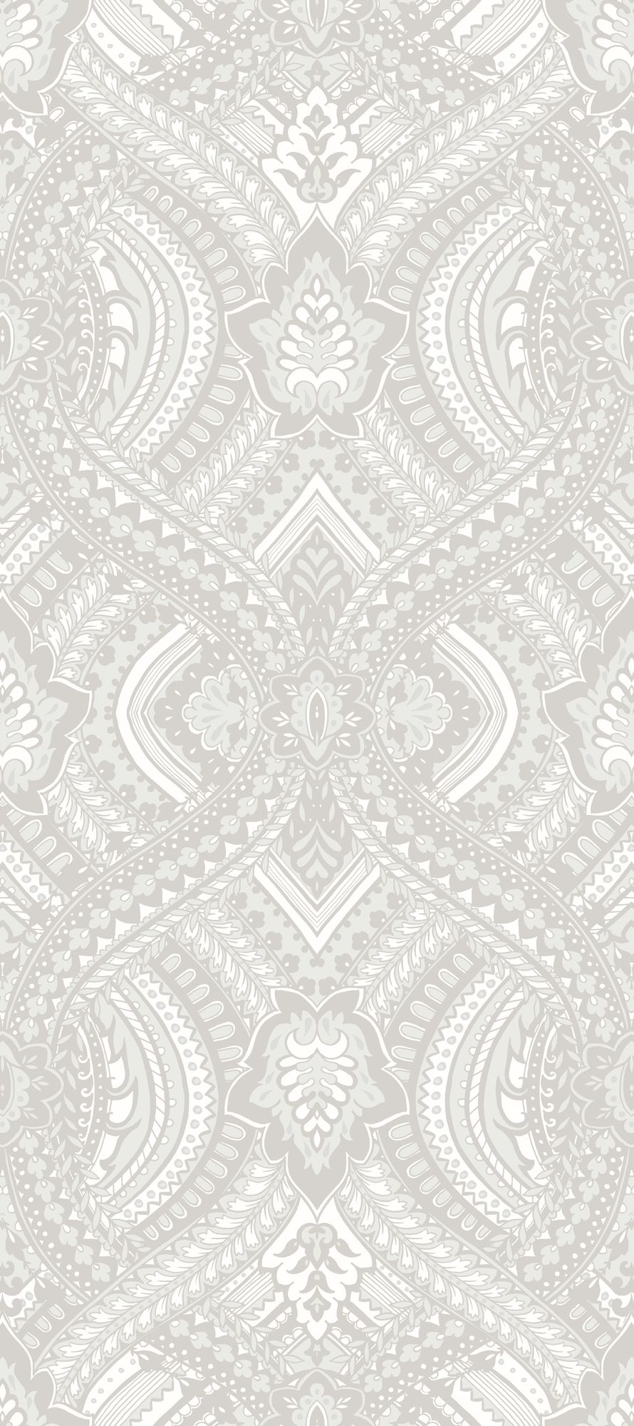 HWA1033W Ogee Damask Grey Wallpaper by Hoopla Walls