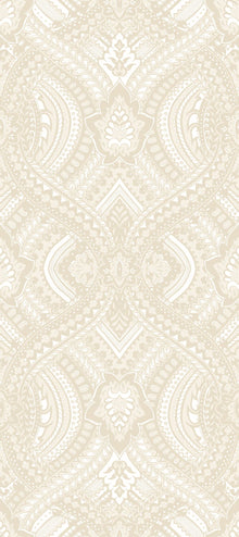 HWA1034W Ogee Damask Natural Wallpaper by Hoopla Walls