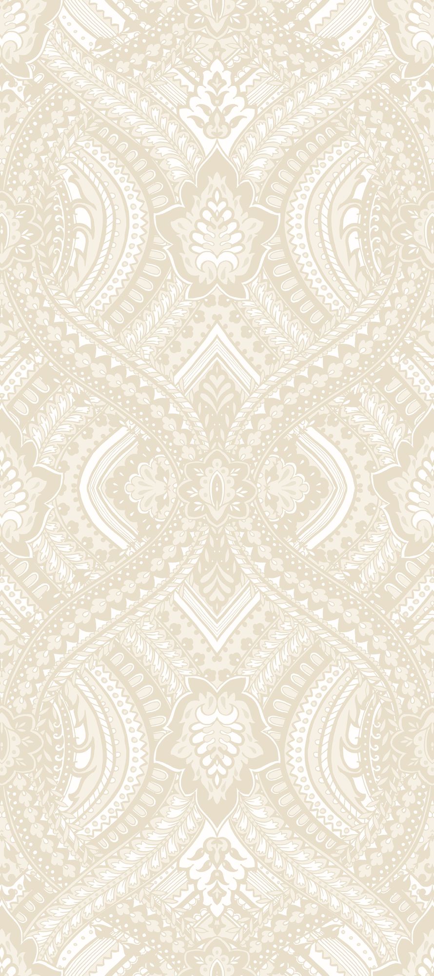 HWA1034W Ogee Damask Natural Wallpaper by Hoopla Walls