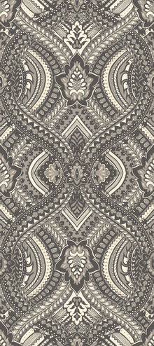 HWA1035W Ogee Damask Black Wallpaper by Hoopla Walls