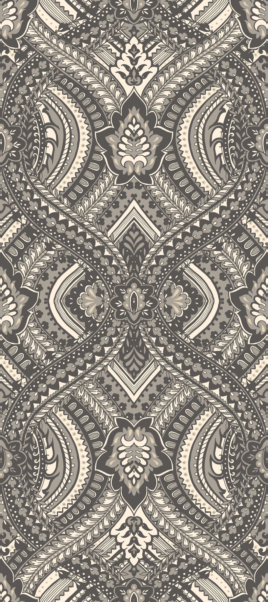 HWA1035W Ogee Damask Black Wallpaper by Hoopla Walls