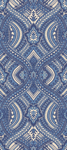 HWA1036W Ogee Damask Navy Blue Wallpaper by Hoopla Walls