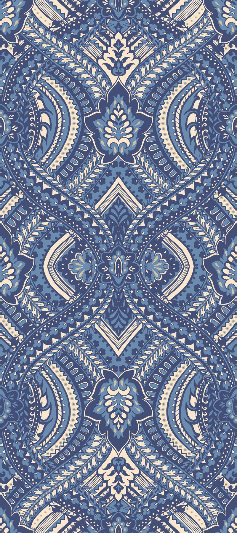 HWA1036W Ogee Damask Navy Blue Wallpaper by Hoopla Walls