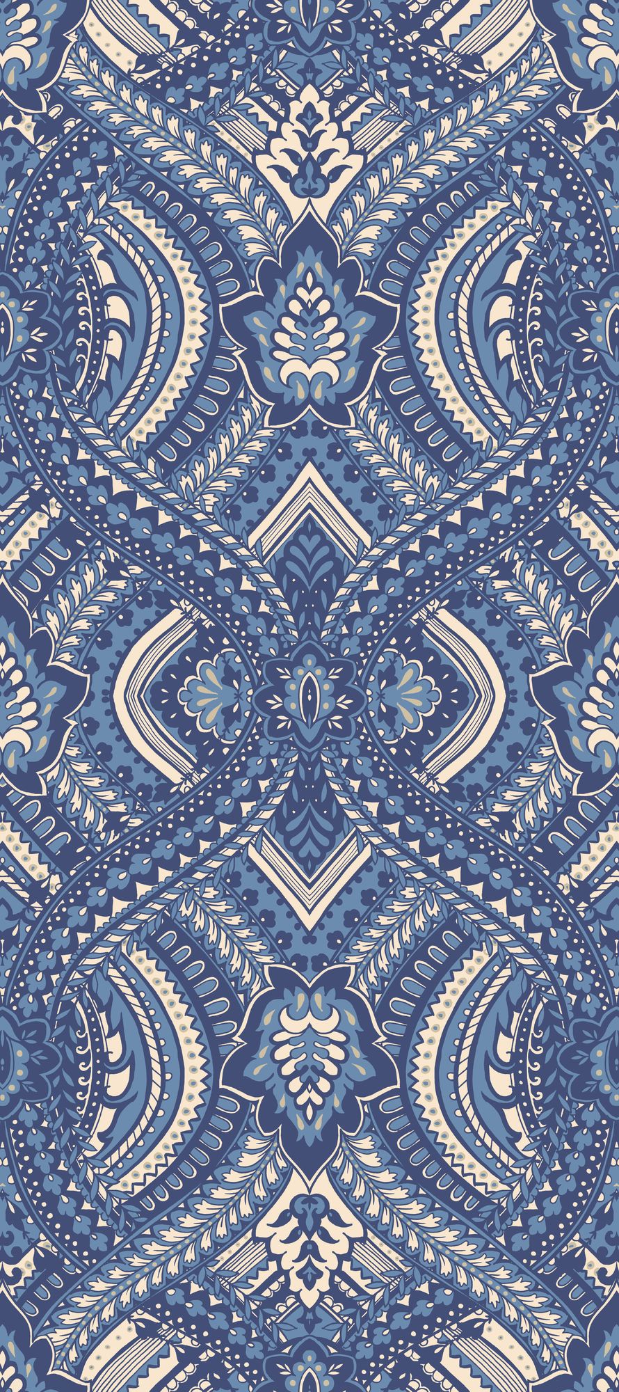 HWA1036W Ogee Damask Navy Blue Wallpaper by Hoopla Walls