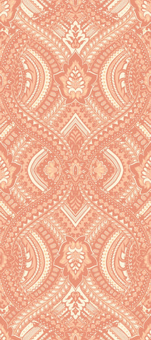 HWA1040W Ogee Damask Orange Wallpaper by Hoopla Walls