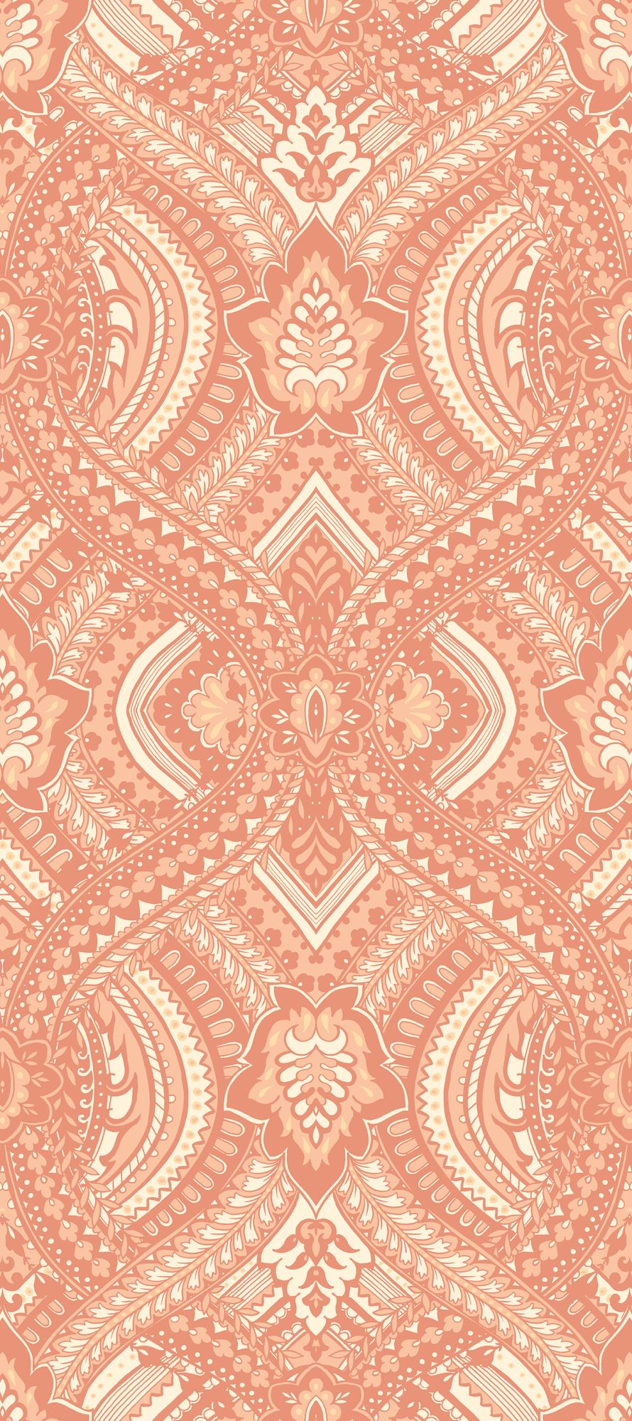 HWA1040W Ogee Damask Orange Wallpaper by Hoopla Walls