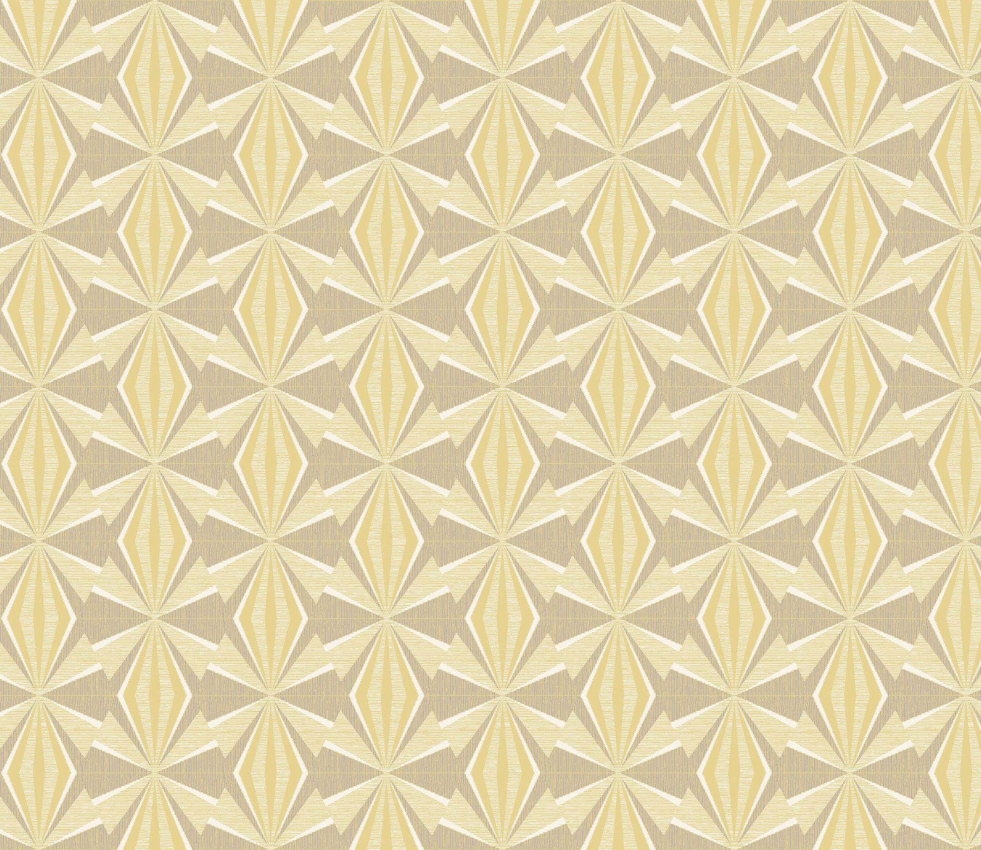 HWA1048W Sunray Diamond Grey & Yellow Wallpaper by Hoopla Walls