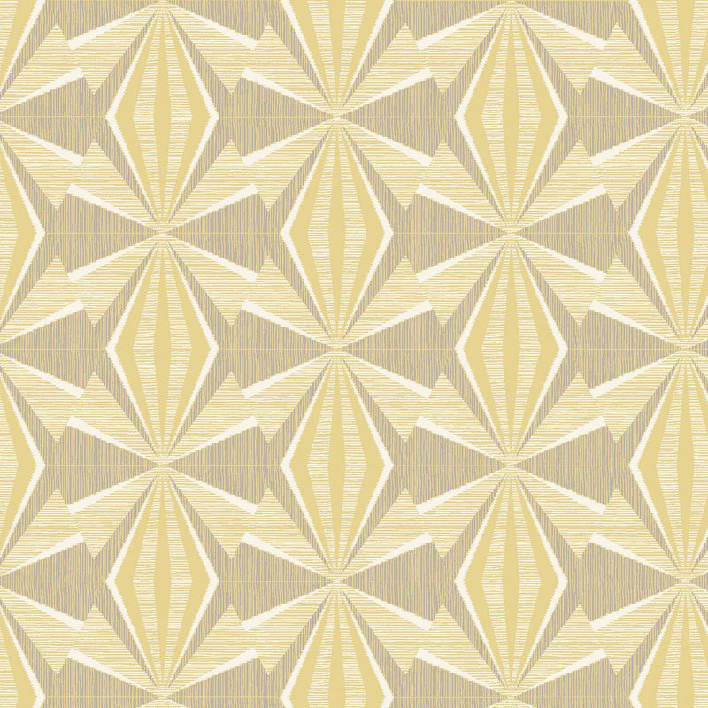 HWA1048W Sunray Diamond Grey & Yellow Wallpaper by Hoopla Walls