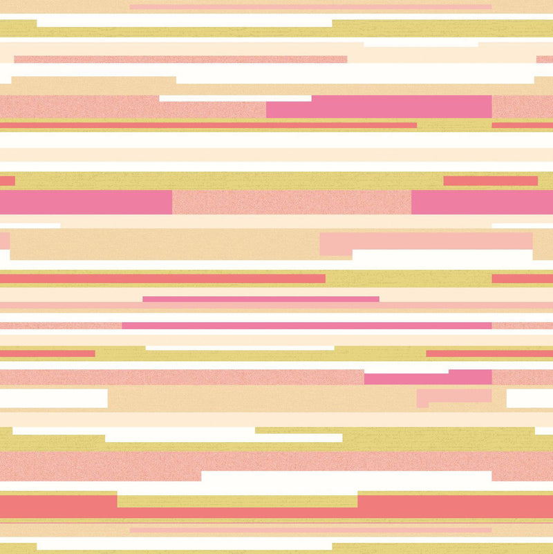 HWA1061W Horizontal Stripe Pink & Green Wallpaper by Hoopla Walls