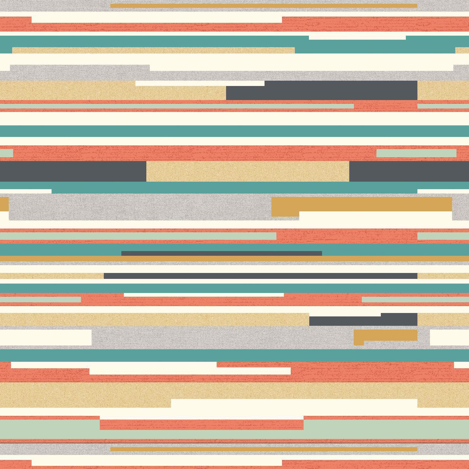 HWA1063W Horizontal Stripe Orange & Blue Wallpaper by Hoopla Walls