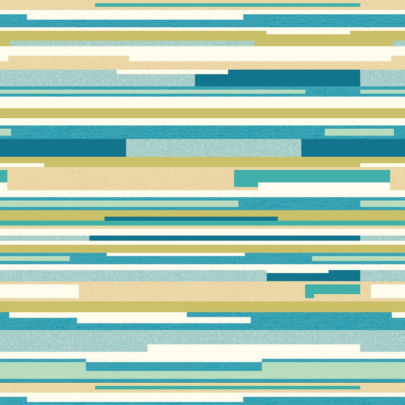 HWA1064W Horizontal Stripe Teal Blue Wallpaper by Hoopla Walls