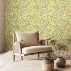 HWA1074W Honeysuckle Leaf Trail Sunshine Yellow Wallpaper by Hoopla Walls