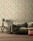 HWA1075W Honeysuckle Leaf Trail Coral Pink Wallpaper by Hoopla Walls