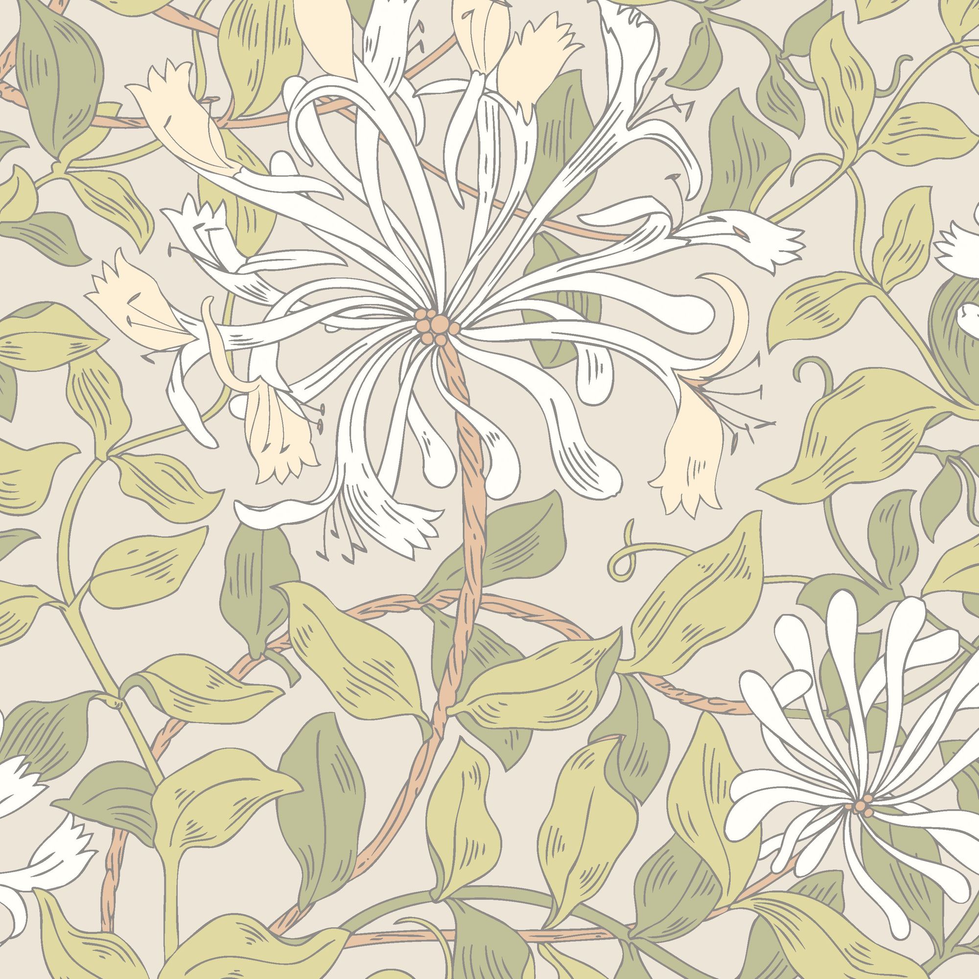 HWA1078W Honeysuckle Leaf Trail Stone Natural Wallpaper by Hoopla Walls