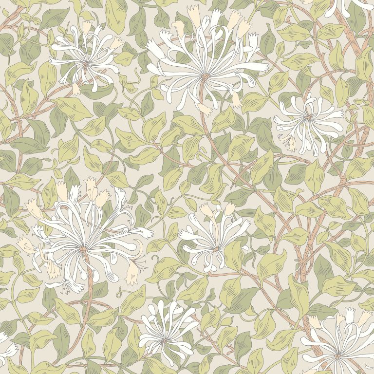 HWA1078W Honeysuckle Leaf Trail Stone Natural Wallpaper by Hoopla Walls