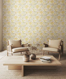 HWA1079W Honeysuckle Leaf Trail Warm Grey Wallpaper by Hoopla Walls