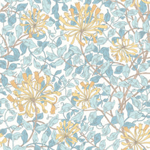 HWA1080W Honeysuckle Leaf Trail Soft Blue Wallpaper by Hoopla Walls