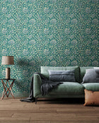 HWA1082W Honeysuckle Leaf Trail Dark Jade Wallpaper by Hoopla Walls