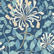 HWA1083W Honeysuckle Leaf Trail Navy Blue Wallpaper by Hoopla Walls