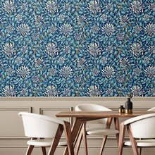 HWA1083W Honeysuckle Leaf Trail Navy Blue Wallpaper by Hoopla Walls