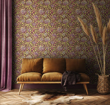 HWA1084W Honeysuckle Leaf Trail Aubergine Wallpaper by Hoopla Walls